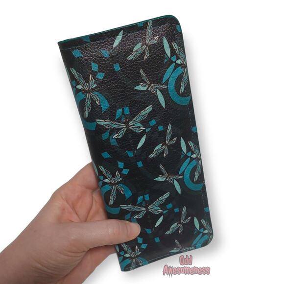 Dragonfly Sigma Bifold Vinyl Faux Leather Wallet with Matching Key Strap Lanyard - Picture 2 of 8